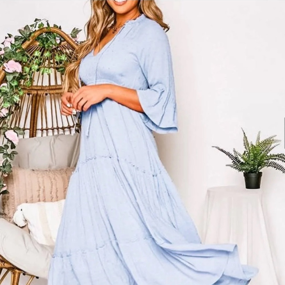 blue peach love dress